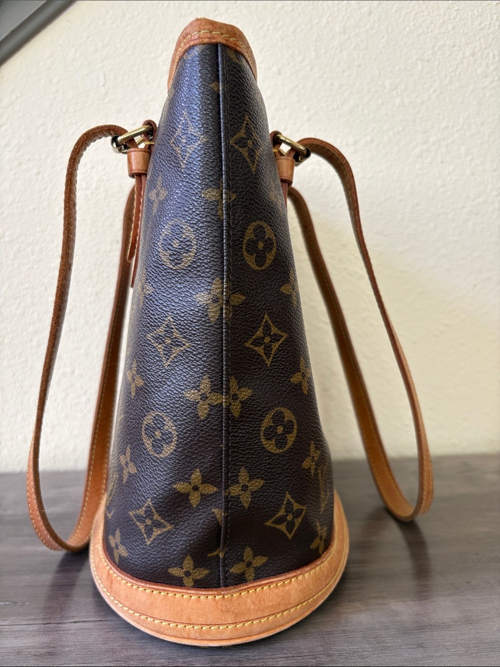 Authentic Vintage Louis Vuitton Petit Monogram Bucket PM Leather Brown Tote Bag - Picture 13 of 17